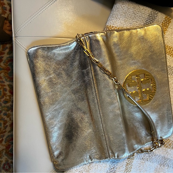 Tory Burch Gold Metallic Clutch Wristlet/Shoulder Bag - Picture 6 of 6